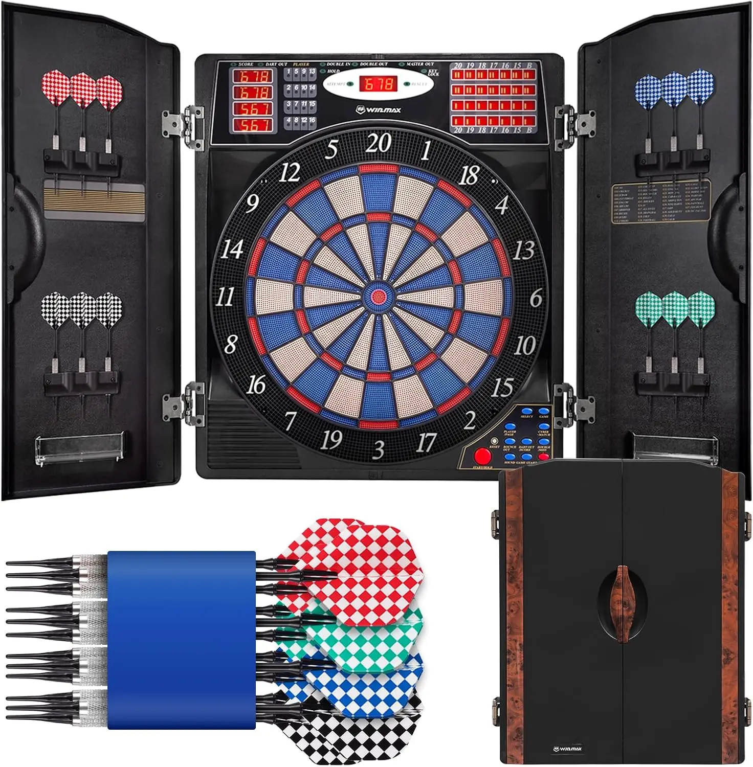 Electronic Dartboard Cabinet - Электронный дартс-аппарат с шкафом для взрослых,
